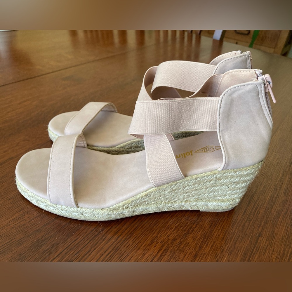 Jolimall Women's Blush Beige Wedge Sandals Size 9 NWT Platform Comfy